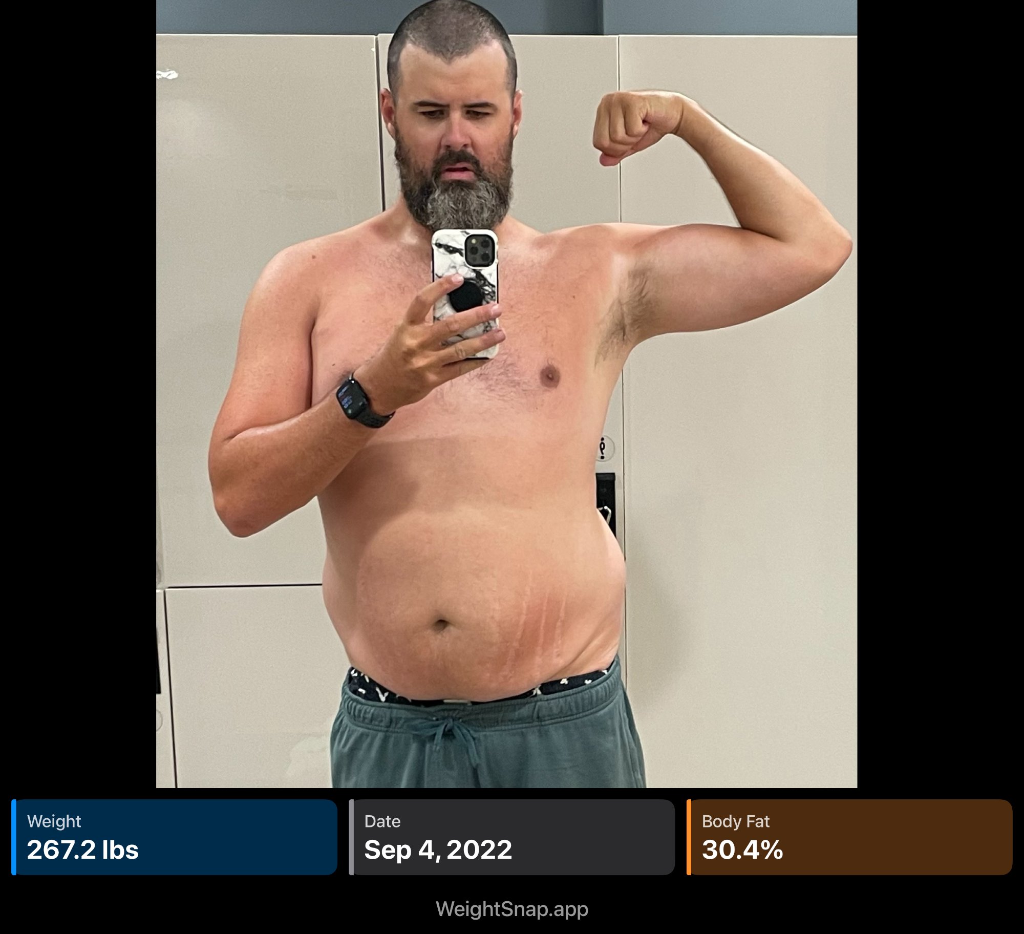 Progress photo September 2022 - 267.2lbs