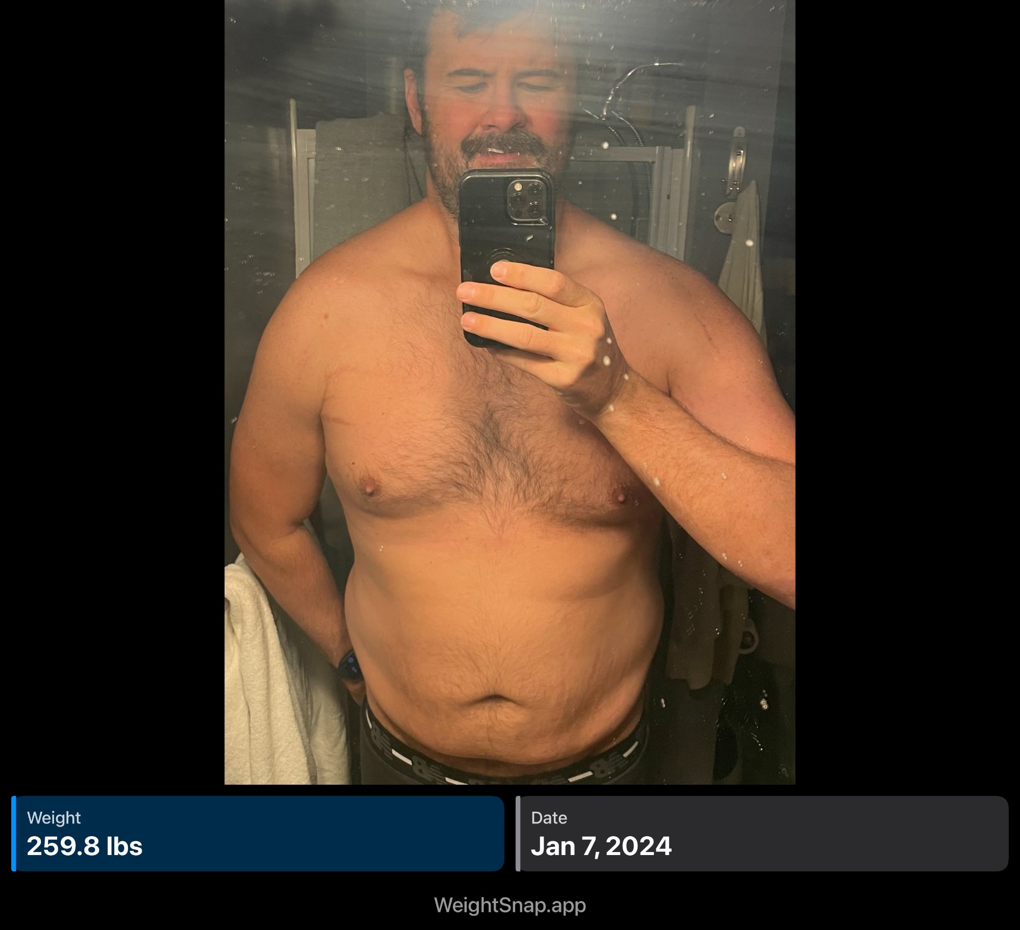 Progress photo January 2024 - 259.8lbs